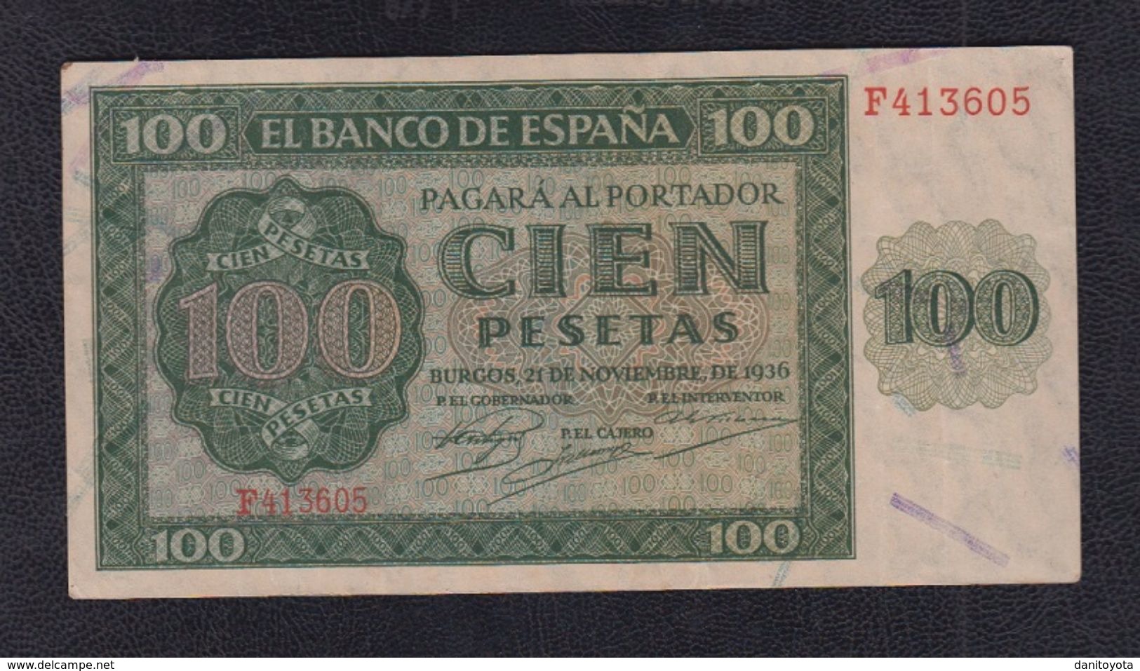 EDIFIL 421a.   100 PTAS 21 DE NOVIEMBRE DE 1936 SERIE F. CONSERVACIÓN EBC- - 100 Pesetas