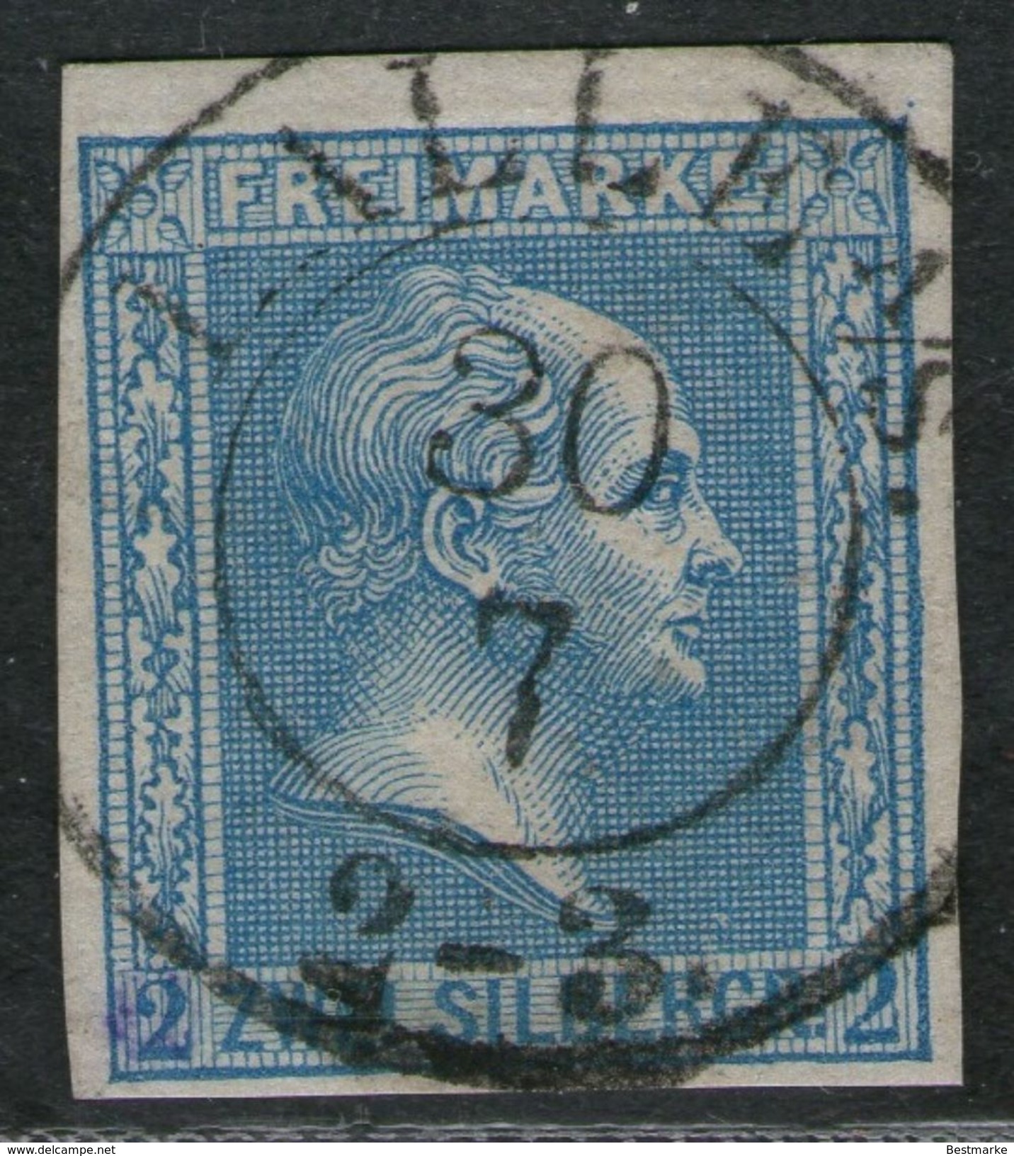 Halle A/S 30/7 Auf 2 Sgr. Grauultramarin - Preussen Nr. 11 A - Kabinett - Used