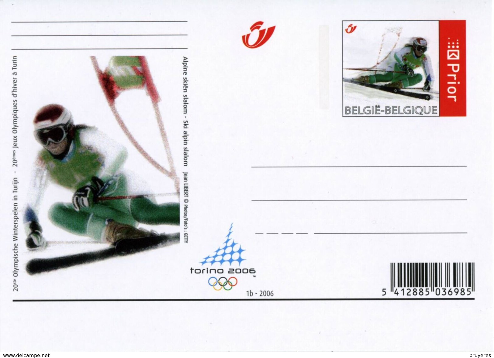 Entier Postal De 2006 Sur CP De BELGIQUE Avec Timbre Et Illust."J.O. D'Hiver De TURIN (Italie) - Slalom" - Hiver 2006: Torino