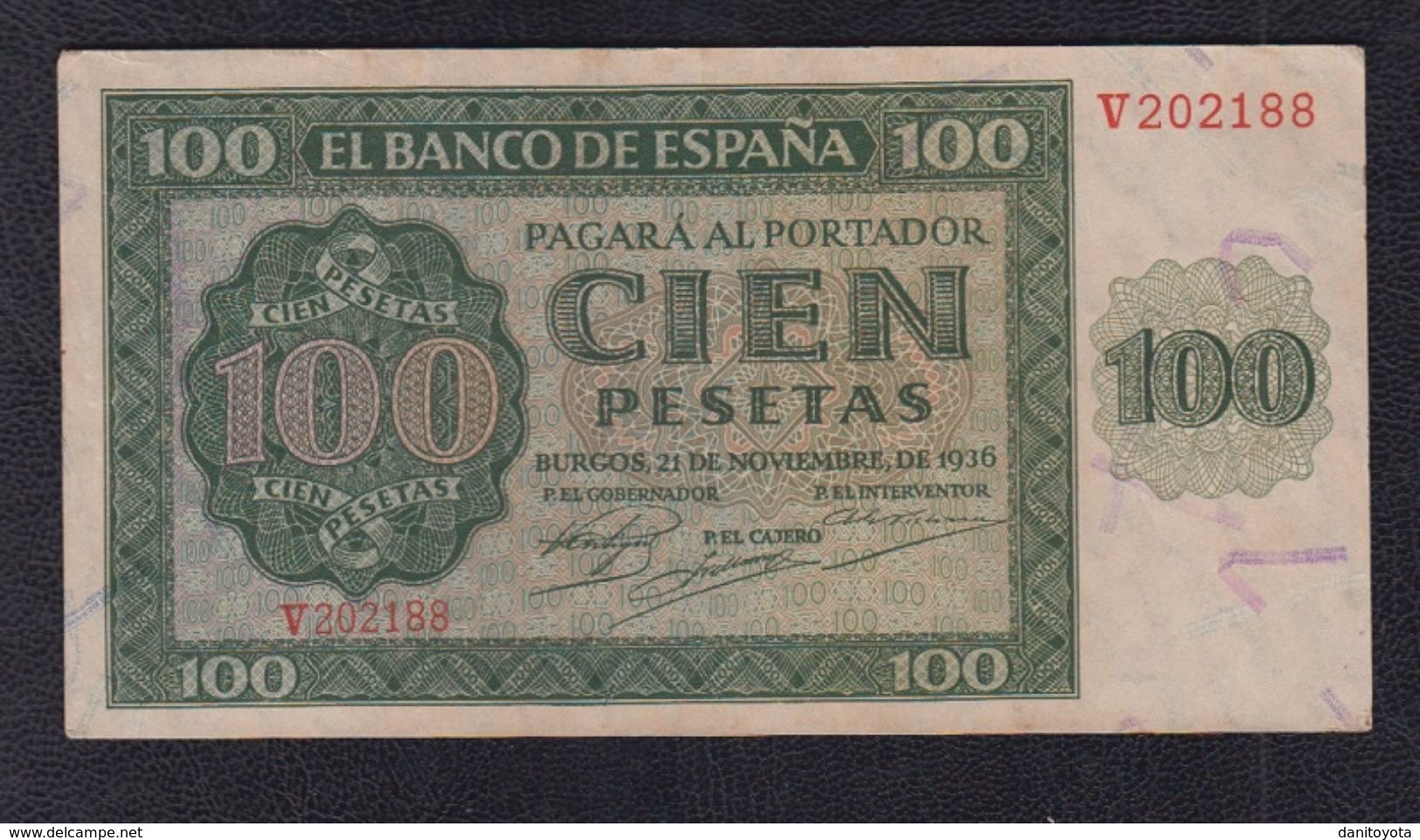 EDIFIL 421a.  100 PTAS 21 DE NOVIEMBRE DE 1936 SERIE V, CONSERVACIÓN EBC - 100 Pesetas