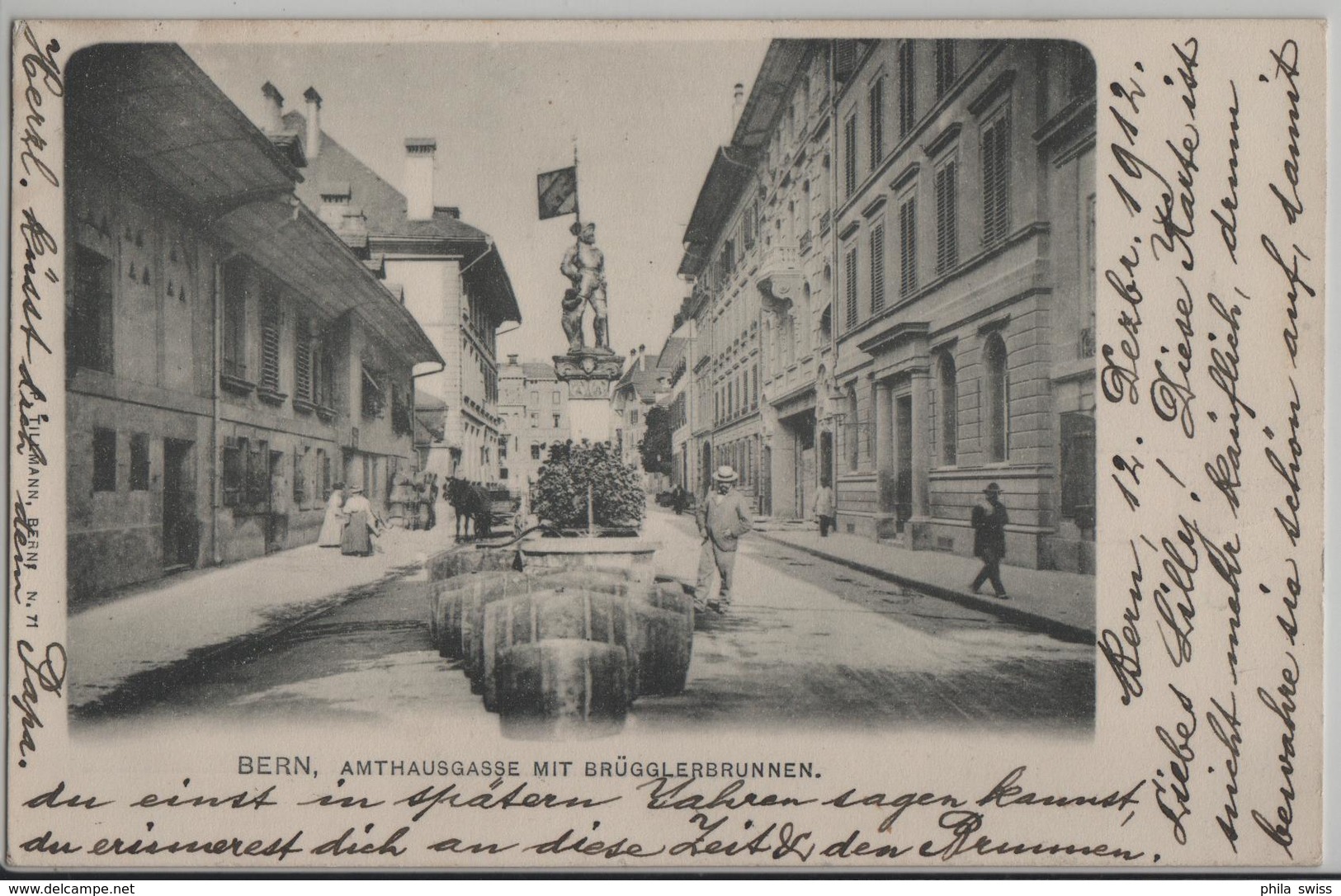 Bern - Amthausgasse Mit Brügglerbrunnen - Animee Fässer - Brügg