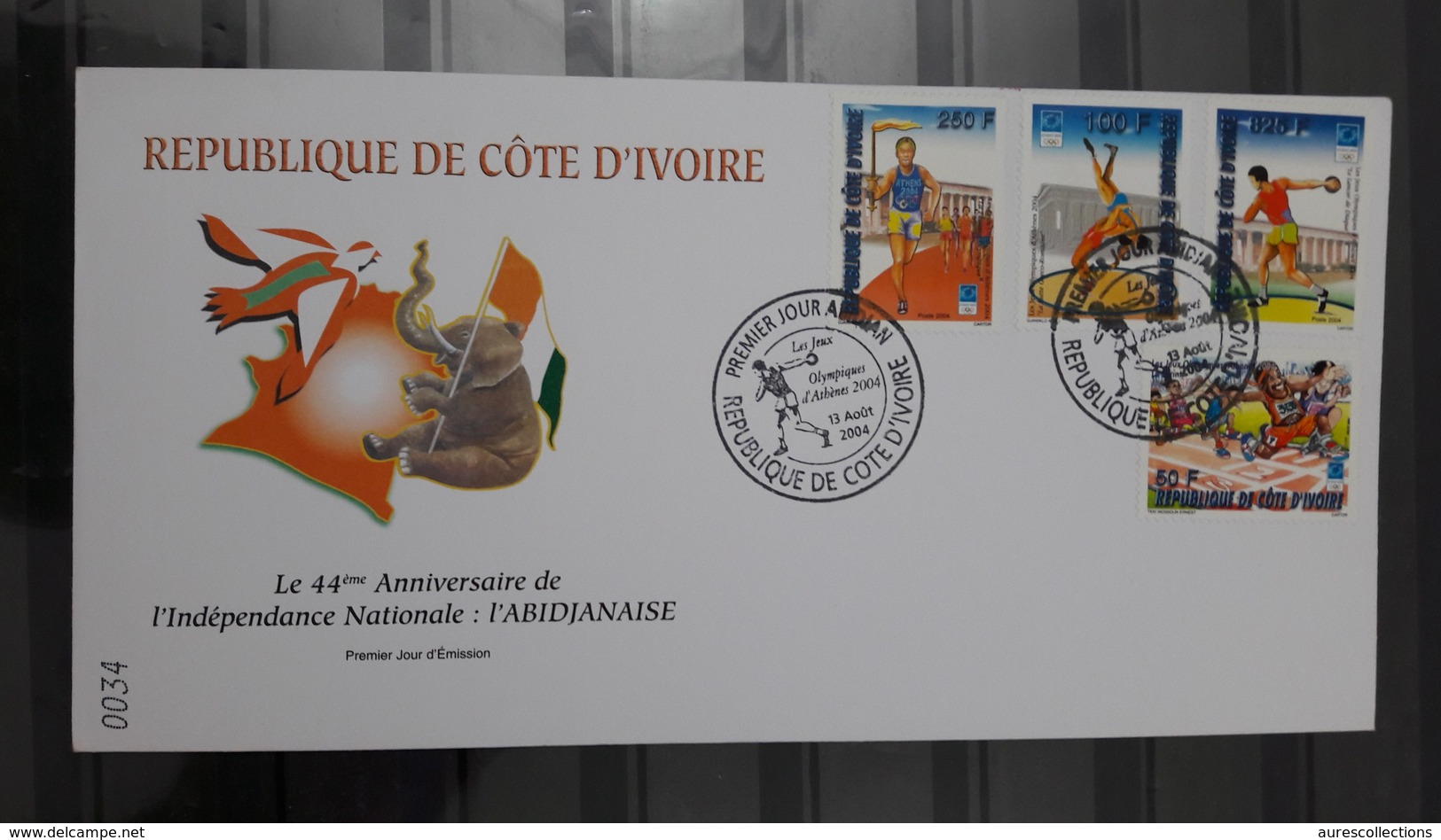 COTE D'IVOIRE IVORY COAST 2004  - FDC - OLYMPIC GAMES JEUX OLYMPIQUES ATHENS ATHENE GRECE GREECE - RARE - Ivory Coast (1960-...)