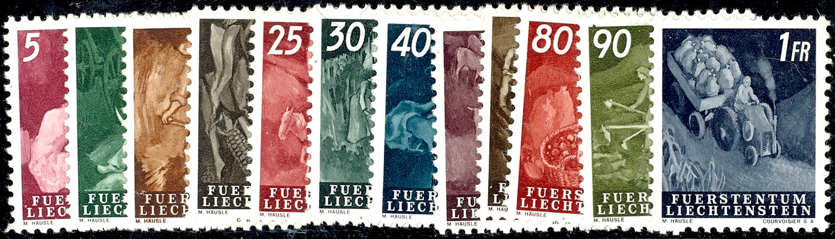 7078 1951, Freimarken Kpl. Tadellos Postfrisch, Mi. 190.-, Katalog: 289/300 ** - Liechtenstein
