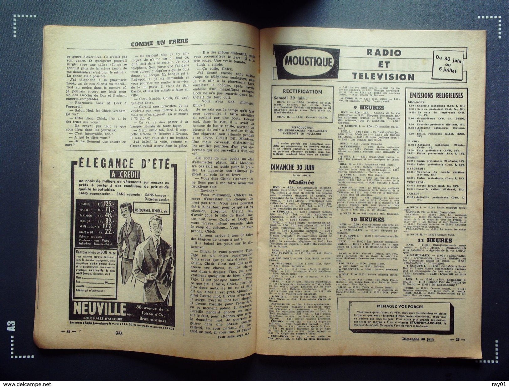 Hebdomadaire - MOUSTIQUE - N°1640 - 30 Juin 1957. - Informations Générales