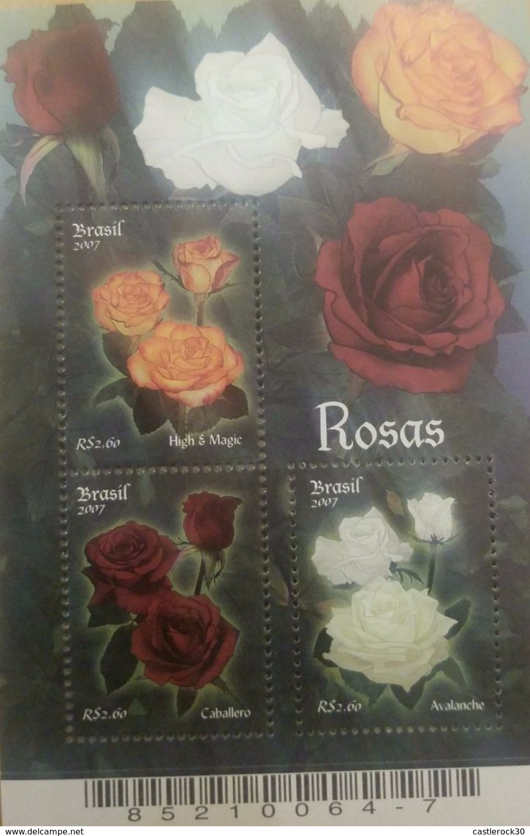 L) 2007 BRAZIL, ROSES, NATURE, STAMPS FLOWERS, SOUVENIR SHEET,  MNH - Neufs