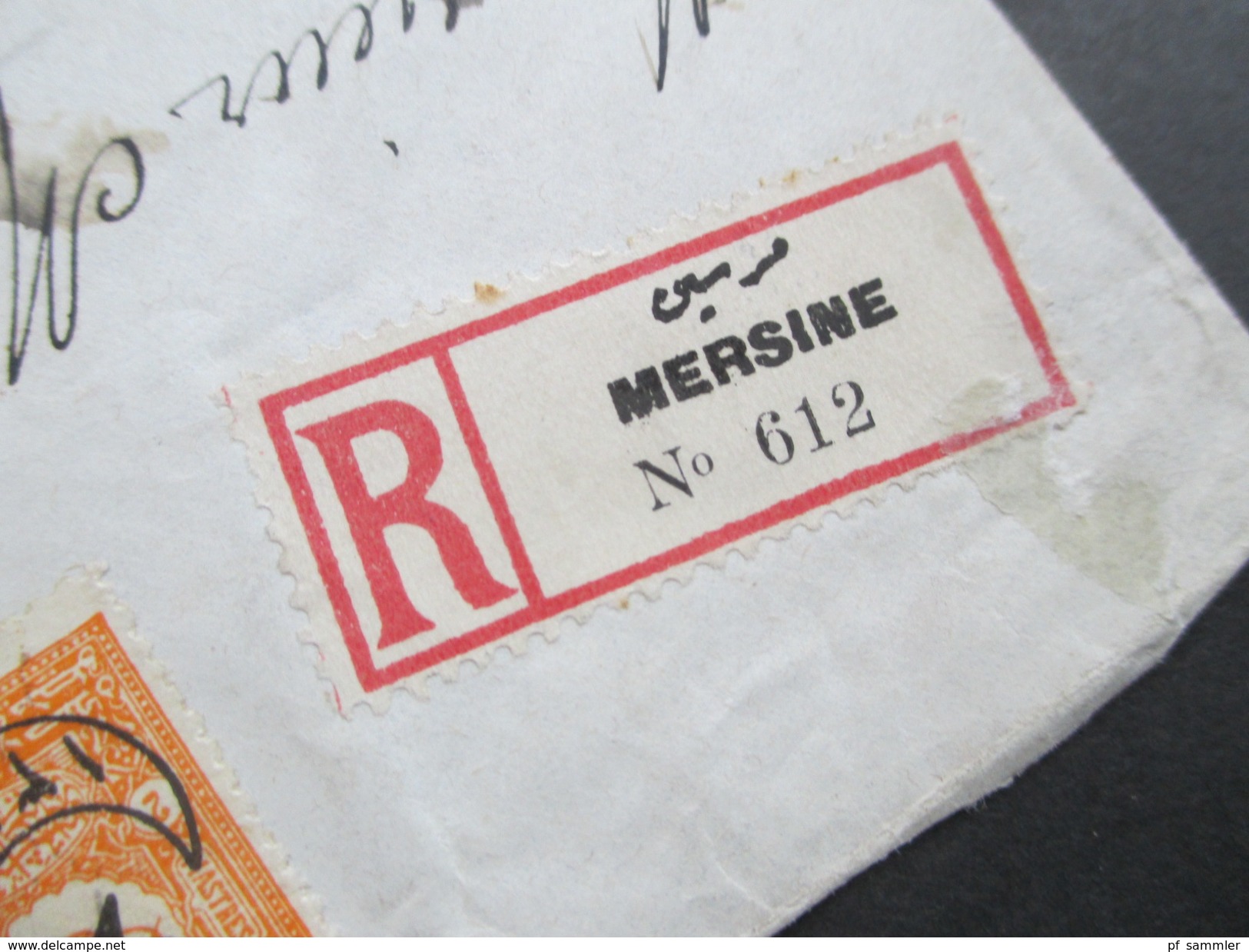 Türkei 1917?! R-Brief Mersine No 612 - Wien. Schwarzer Kastenstempel. Recommande! Zensur. Viele Vermerke Und Stempel!! - Storia Postale