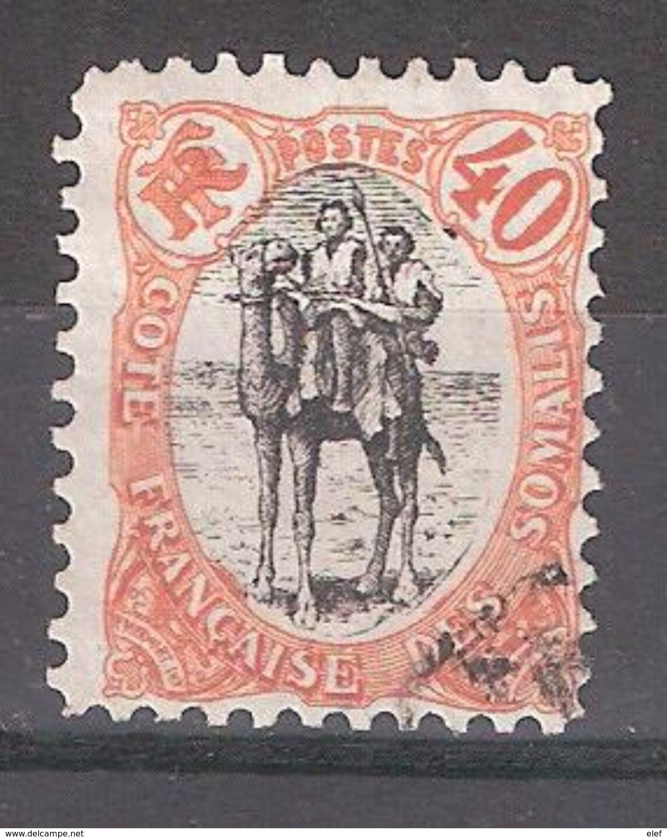 COTE FRANCAISE DES SOMALIS, 1903 , Méhariste, Yvert N° 61, 40 C Orange Et Noir , Obl TB - Usados