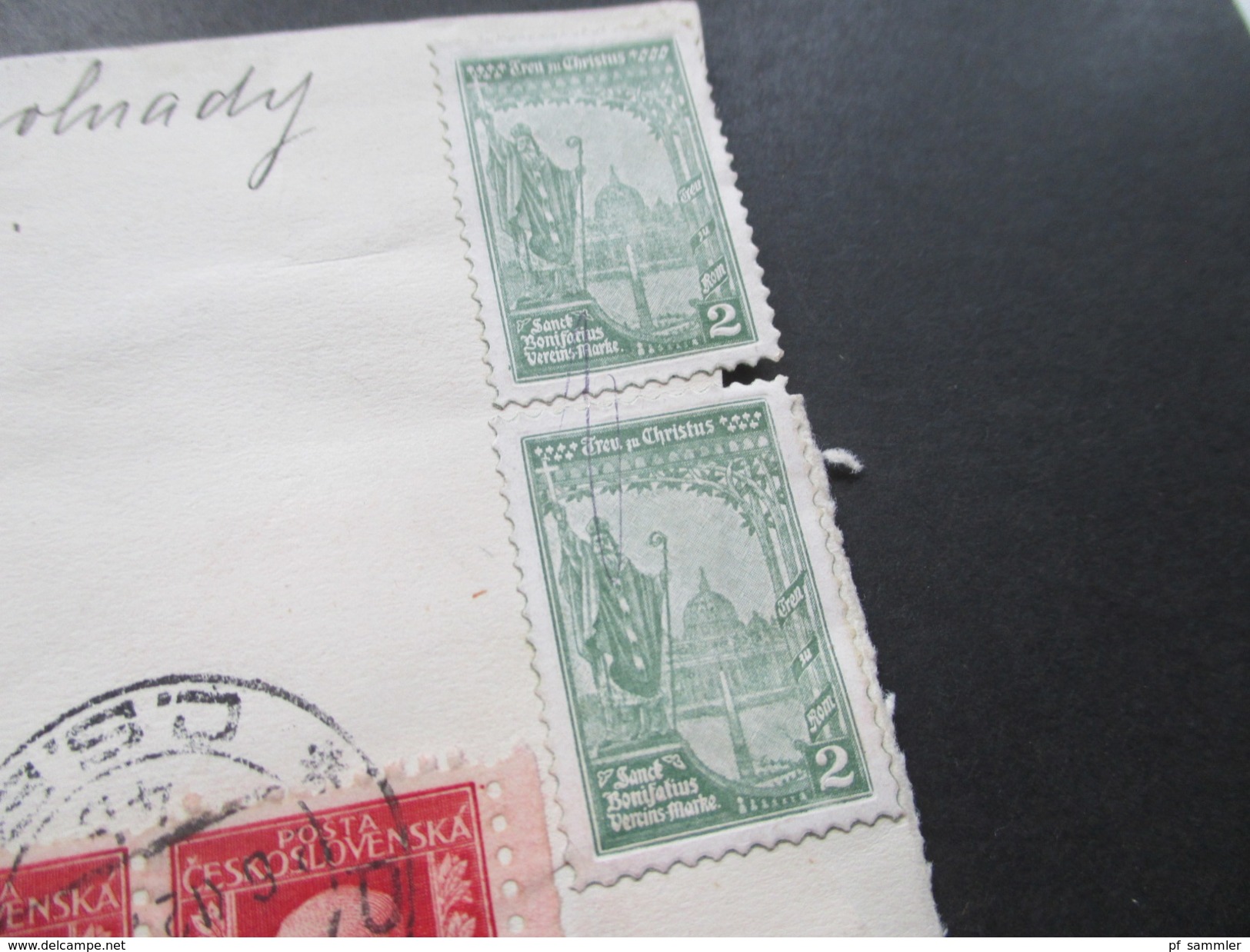 CSSR / Prag 1927 Briefstück Mit 4 Vignetten Treu Zu Christus Sanct Bonifatius Vereins Marke + 6er Streifen Marken! - Christendom