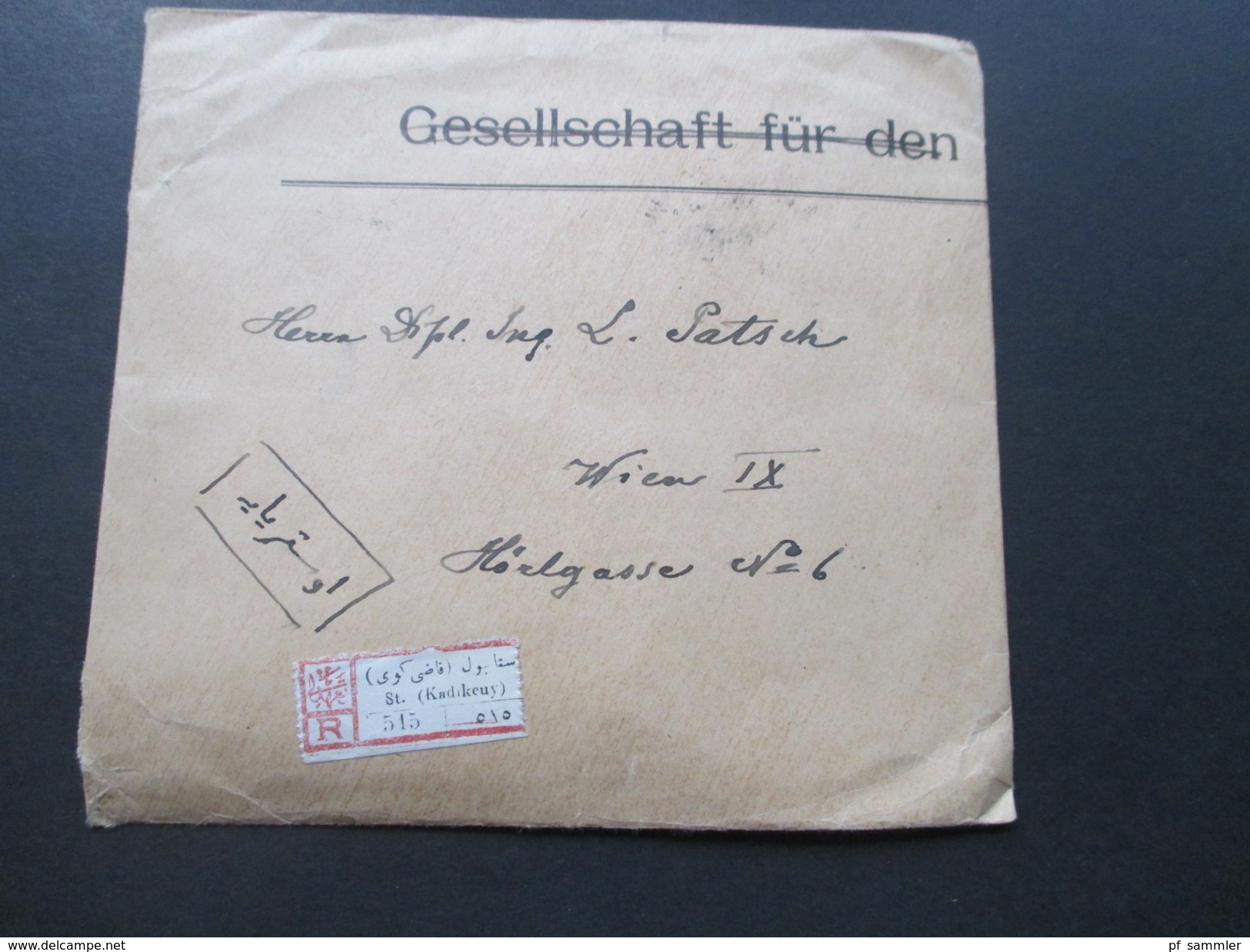 Türkei 1928 R-Brief R-Zettel St. Kadikeuy 515 / Kadikoy! Nr. 875 Smyrna Aufdruck MiF. RRR?!? Nach Wien! - Lettres & Documents