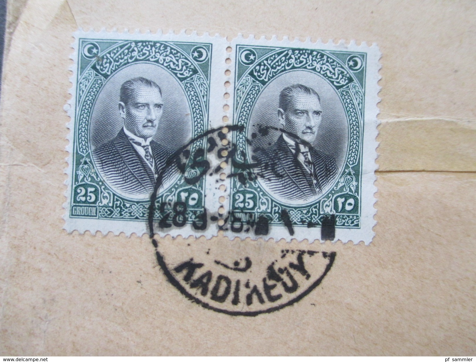 Türkei 1928 R-Brief R-Zettel St. Kadikeuy 515 / Kadikoy! Nr. 875 Smyrna Aufdruck MiF. RRR?!? nach Wien!