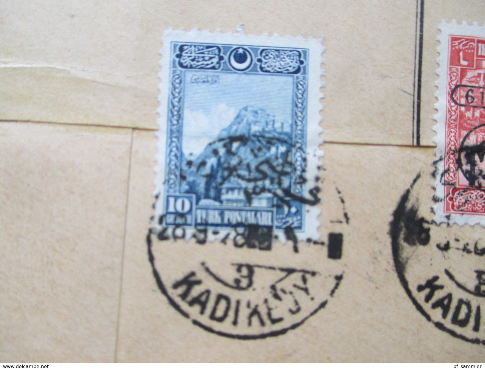 Türkei 1928 R-Brief R-Zettel St. Kadikeuy 515 / Kadikoy! Nr. 875 Smyrna Aufdruck MiF. RRR?!? nach Wien!