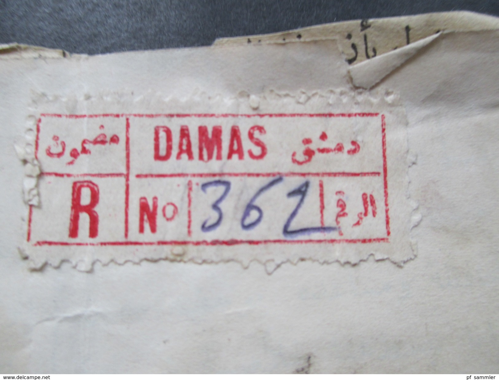 Französisch Syrien R-Brief / Vorderseite Damas R No 362 Nach Wien! MiF O.M.F. Syrie 2 Piastres. Interessant?! - Covers & Documents