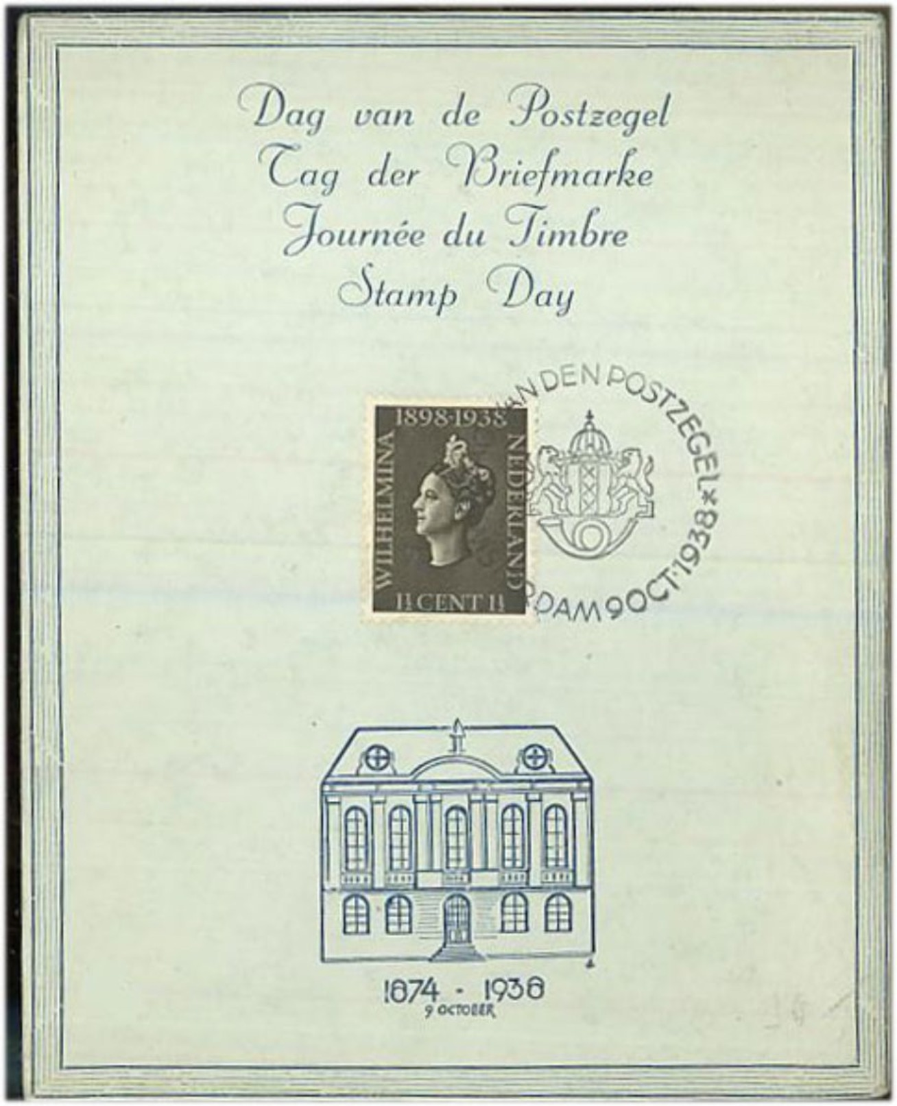 Netherlands 1938 Stamp Day - Lettres & Documents