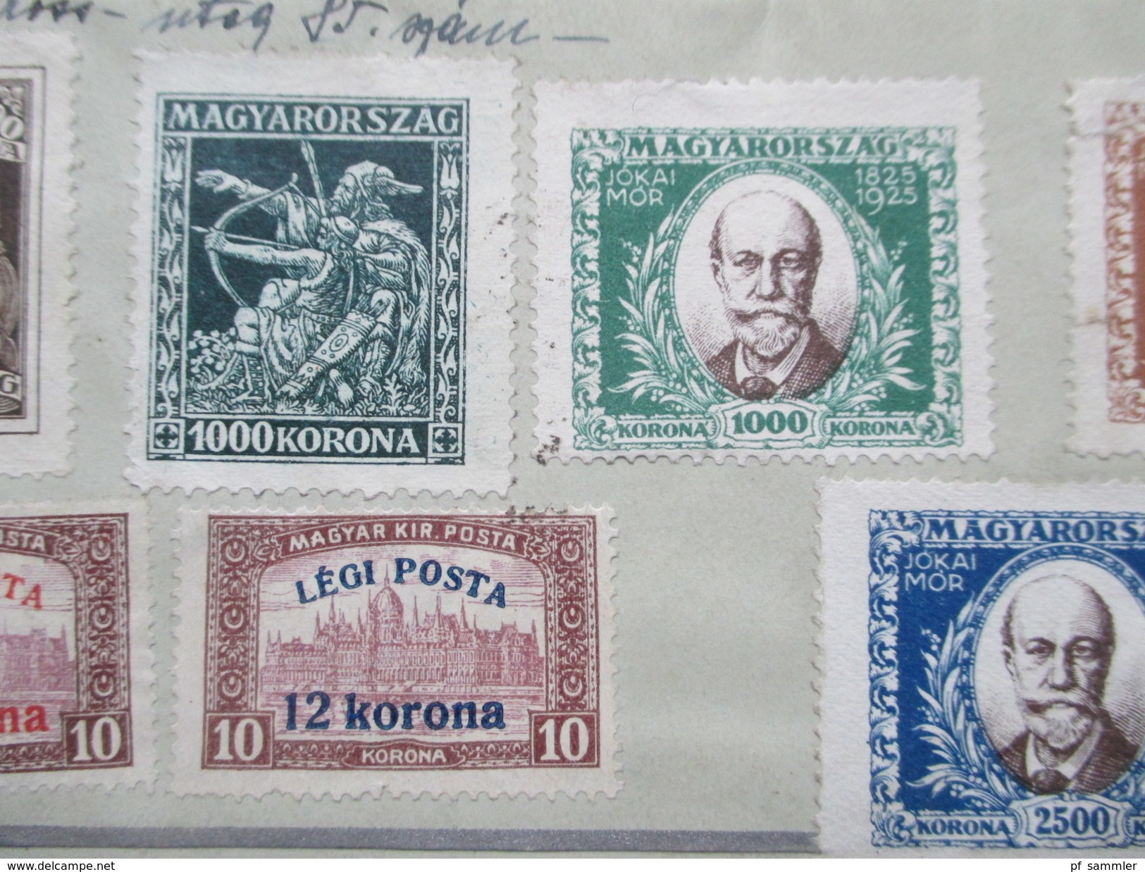 Ungarn 1923 Interessanter Stempel + Marken Ungestempelt Rückseitig! Nr. 319-321 + 380-382 + 398 - 400 - Storia Postale