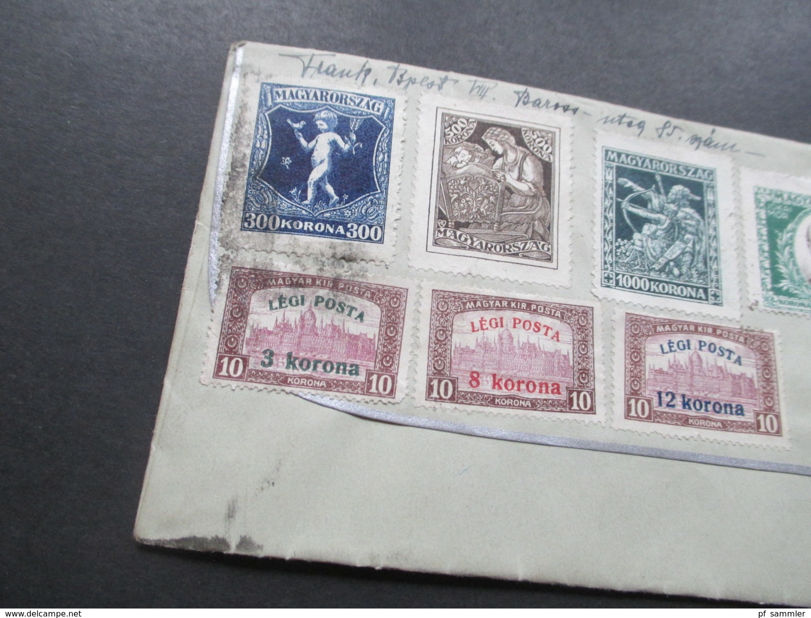 Ungarn 1923 Interessanter Stempel + Marken ungestempelt Rückseitig! Nr. 319-321 + 380-382 + 398 - 400