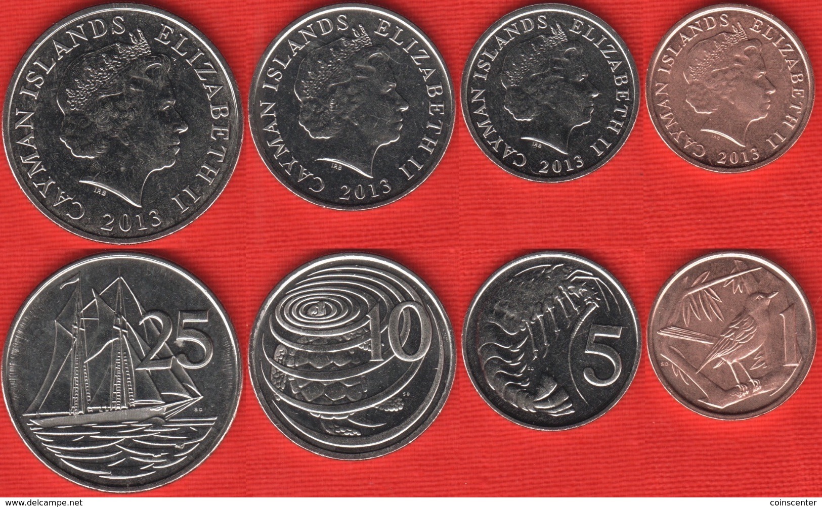 Cayman Islands Set Of 4 Coins: 1 - 25 Cents 2013 UNC - Cayman Islands