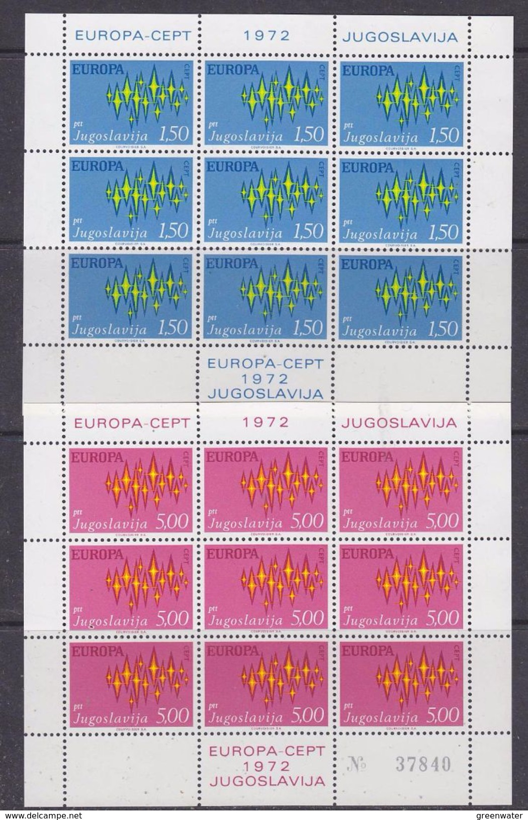 Europa Cept 1972 Yugoslavia 2v 2 Sheetlets ** Mnh (37094) - 1972