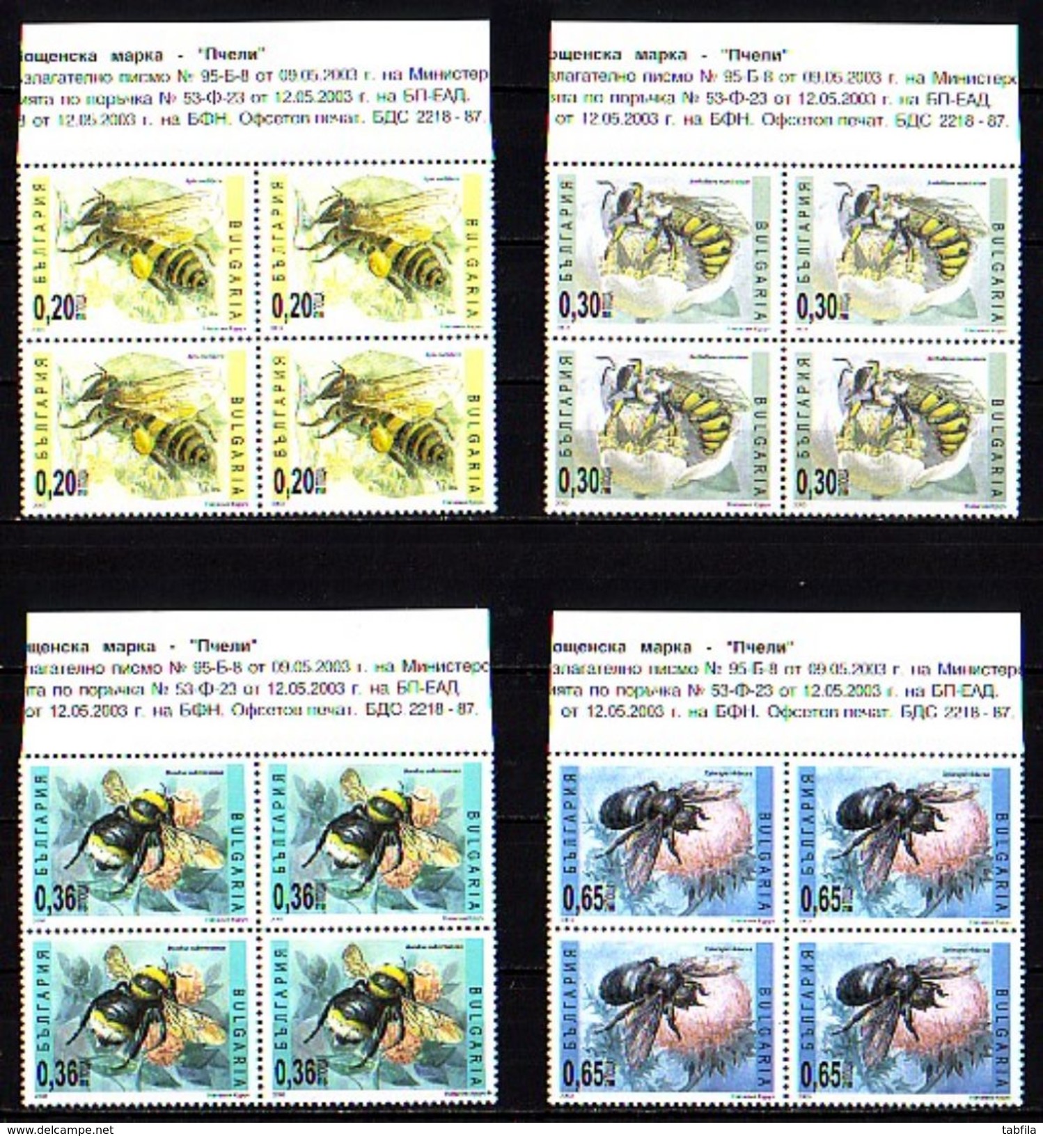 BULGARIA - 2003 - Abeilles - Bl De 4** - Neufs