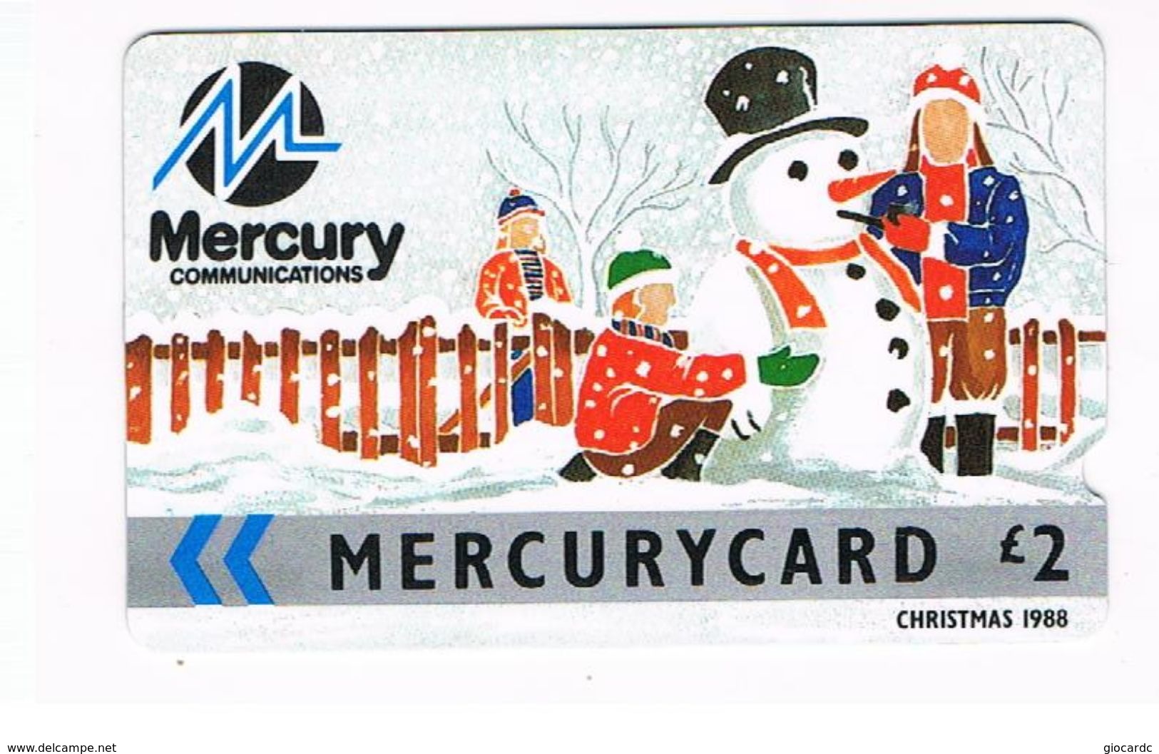 GRAN BRETAGNA (UNITED KINGDOM)   - MERCURY (GPT)   - CHRISTMAS 1988  £ 2  CODE 8MERA -  USED - RIF. 9136 - Noel