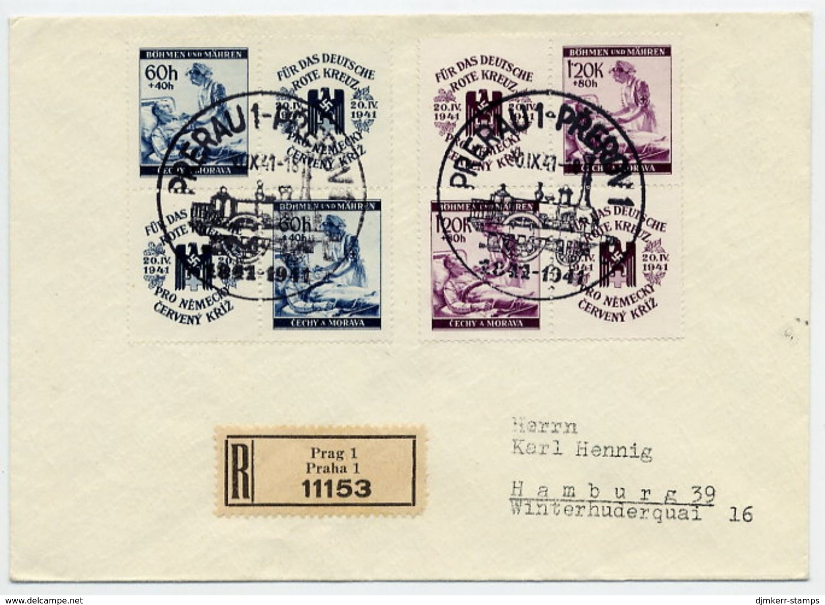 BOHEMIA And MORAVIA 1941 Winter Relief Set On Cover With Prerov Commemorative Postmark.  Michel 62-63 - Covers & Documents