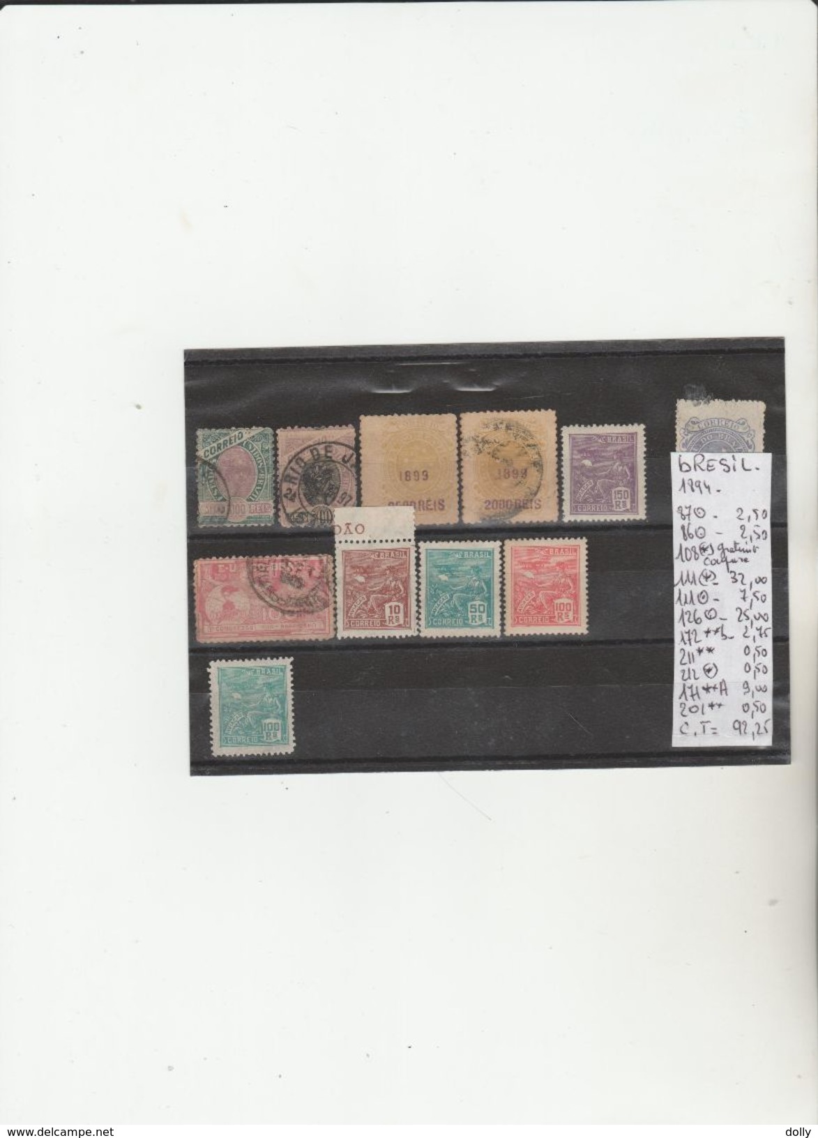 TIMBRE DU BRESIL   NR  VOIR SUR PAPIER AVEC LES TIMBRES **/ (* ) /°    1894  COTE 92.25 € - Unused Stamps