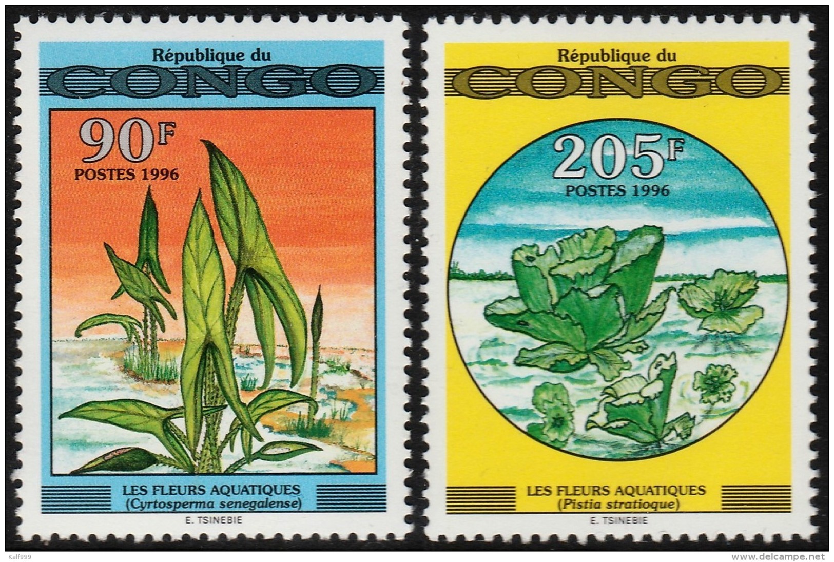 ~~~  Congo Brazzaville 1996 - Flora Waterplanten Marine Plants - Mi. 1491/1492  YT. 1021/1022  ** MNH ~~~ - Ongebruikt