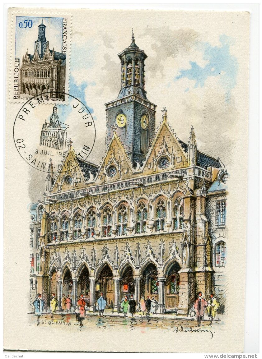 5433  -  FRANCE  N°1499  Hôtel De Ville De Saint-Quentin  P.J  Du 8.7. 1967      TTB - 1960-1969