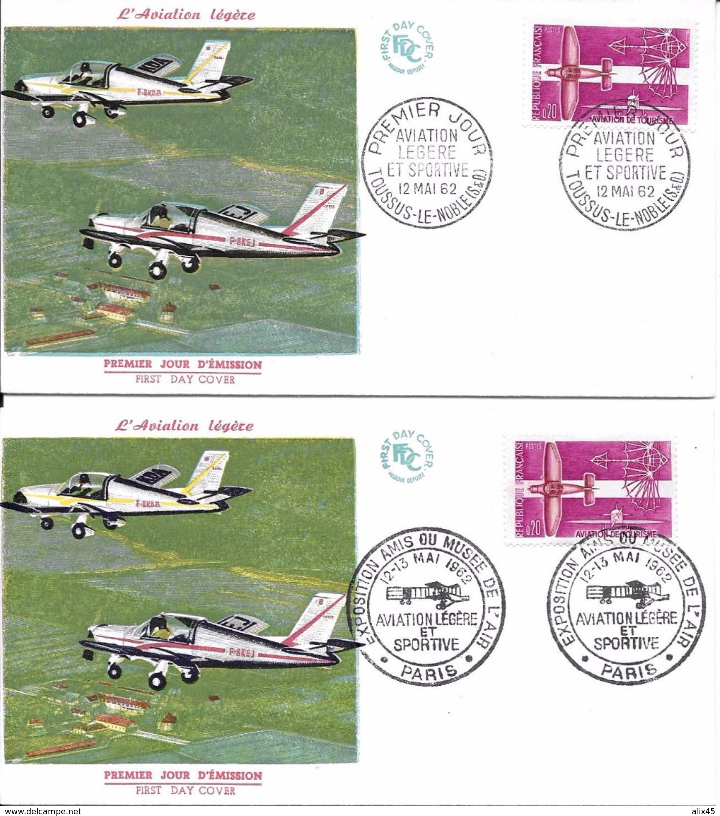 1341 - AVIATION LÉGÈRE ET SPORTIVE - 12/5/62 - 2 FDC - 1960-1969