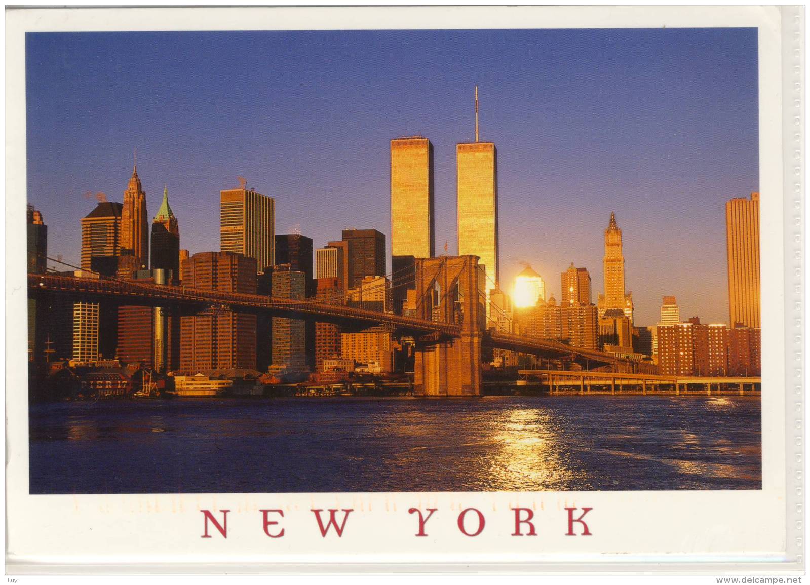 NYC NEW YORK CITY SUNRISE ON DOWNTOWN MANHATTAN WITH WTC LARGE FORMAT - World Trade Center