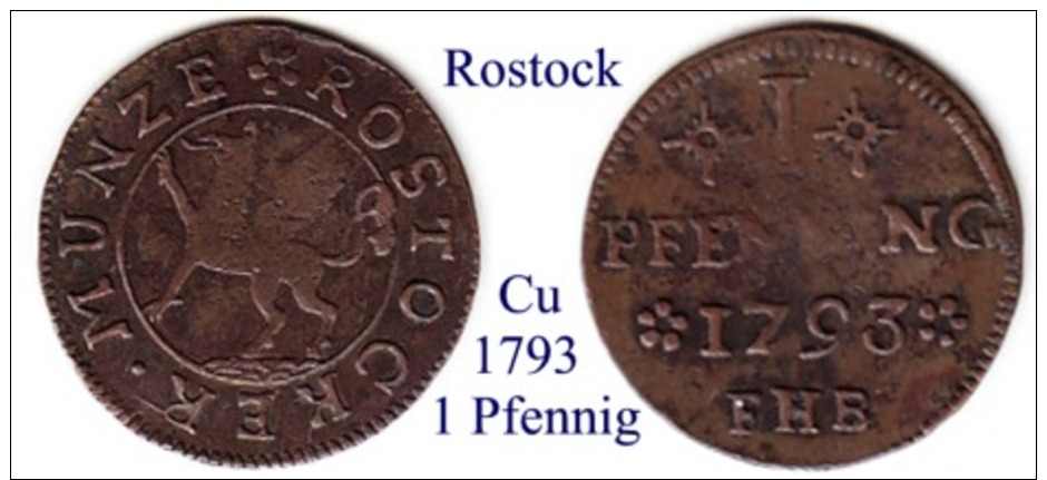 DL-1793, 1 Pfennig, Rostock - Piccole Monete & Altre Suddivisioni