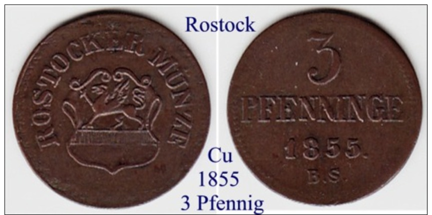 DL-1855, 3 Pfennig, Rostock - Piccole Monete & Altre Suddivisioni