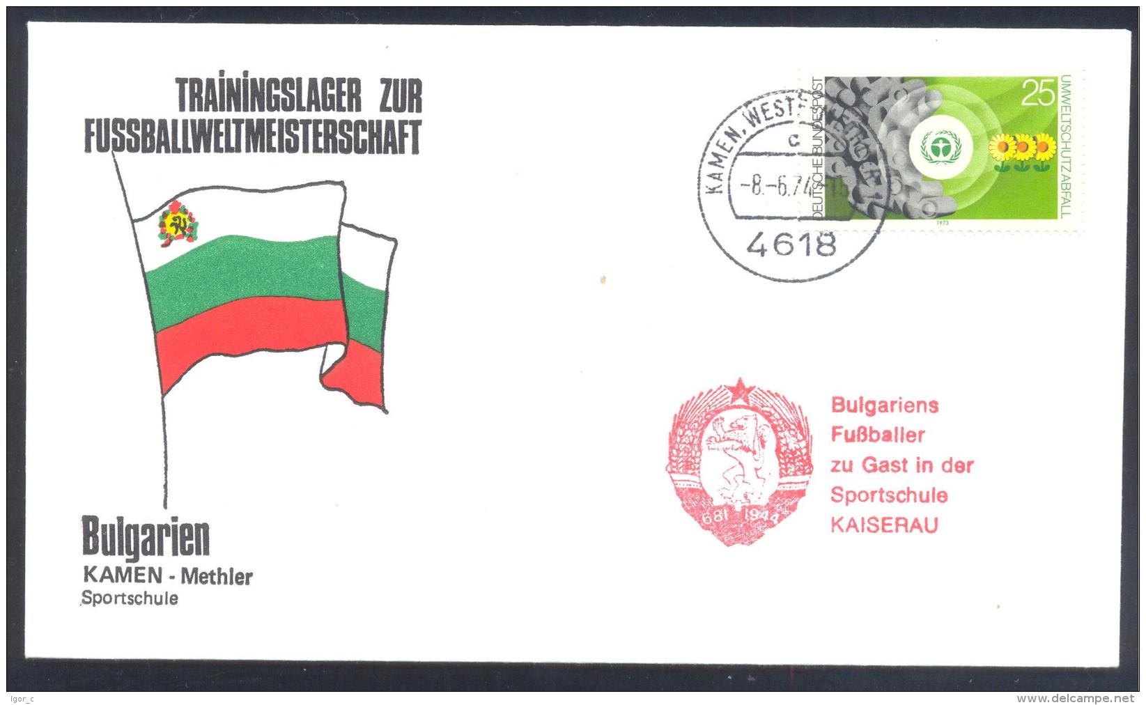 Germany 1974 Cover; Football Soccer Fussball Cacio; FiFA WC Weltmeisterschaft Trainings Camp Bulgaria Lion Lowe - 1974 – Germania Ovest