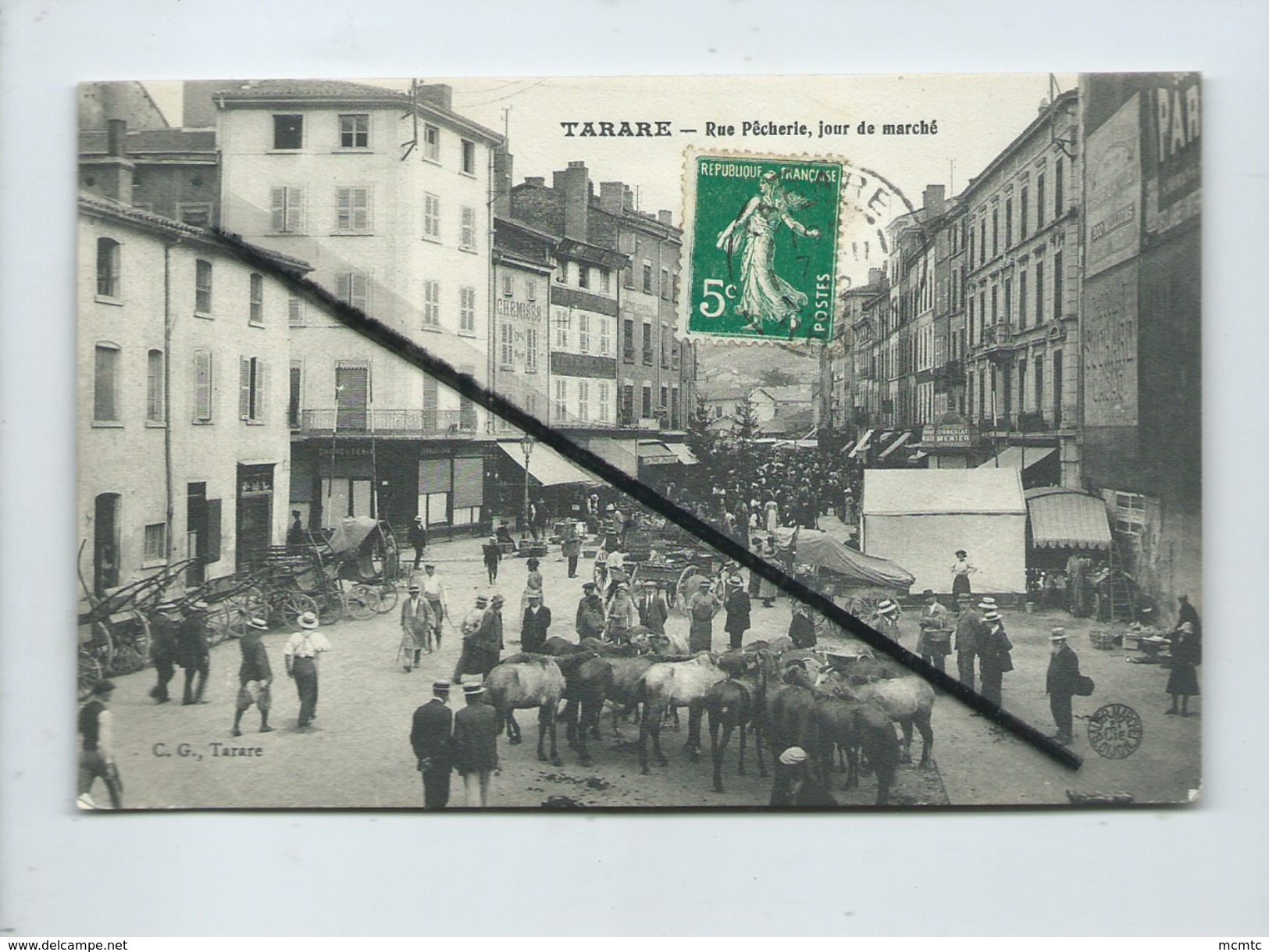 CPA - Tarare  -  Rue Pêcherie , Jour De Marché  (chevaux ) - Tarare