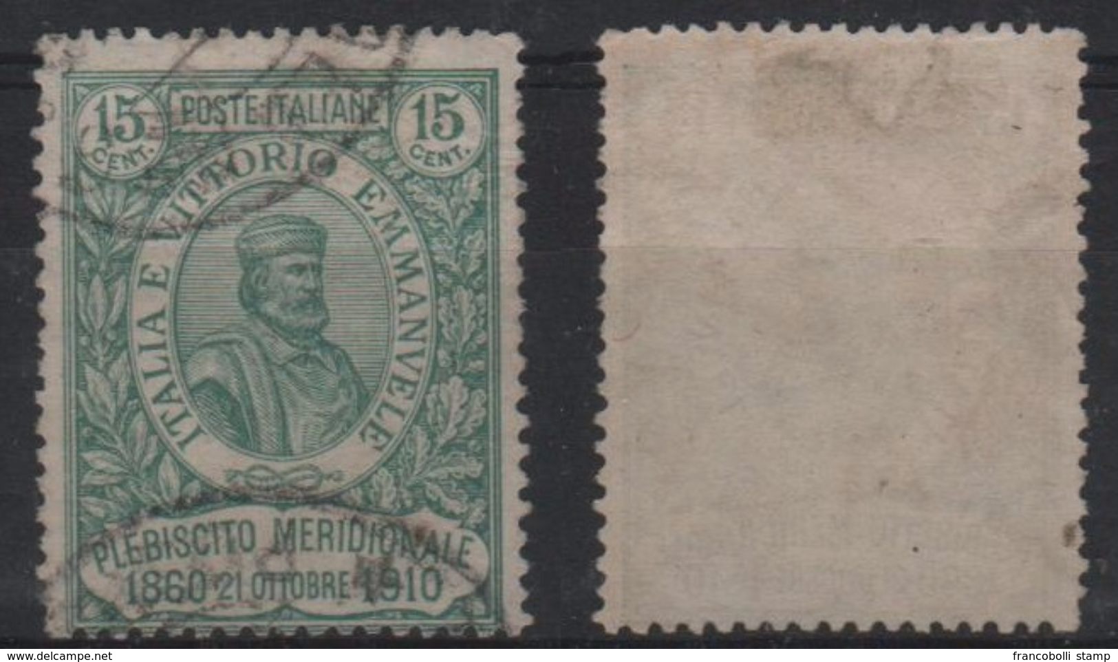 1910 Garibaldi 15 C. Verde US - Usati