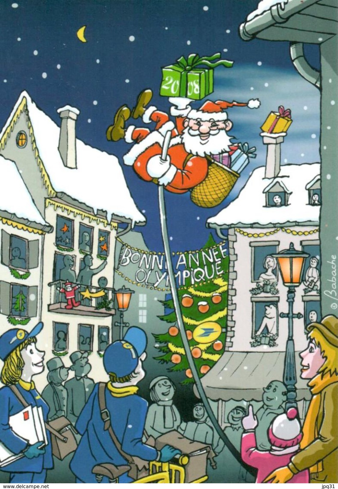 Carte Postale Philapostel Le Père Noël Et Les Jeux Olympiques De Babache (Noël 2007) - Autres & Non Classés