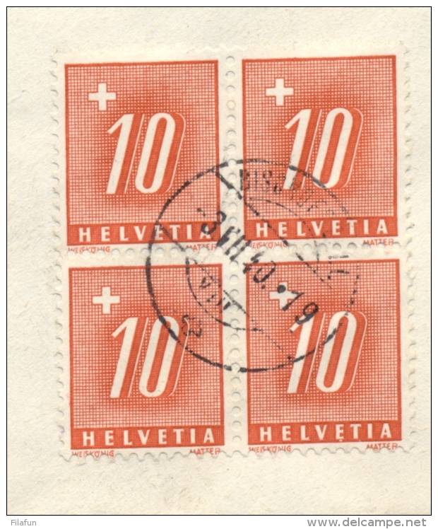 Schweiz - 1940 - 4x 10 Cent Portomarke On Cover From Zürich To Bischofszell - Pro Juventute Marke Expired - Strafportzegels