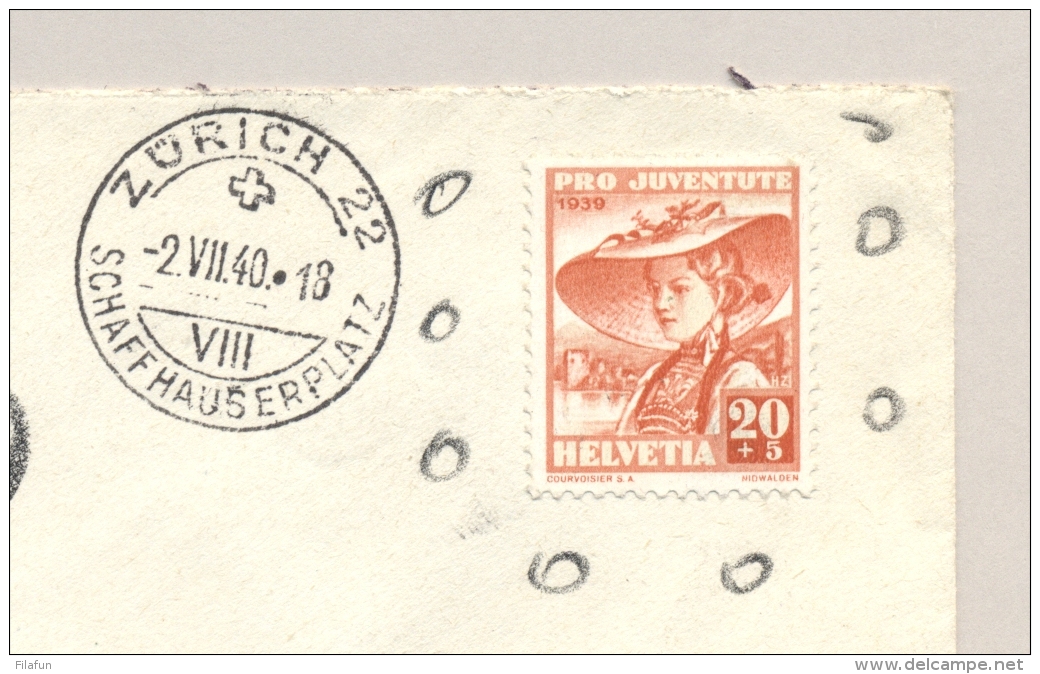 Schweiz - 1940 - 4x 10 Cent Portomarke On Cover From Zürich To Bischofszell - Pro Juventute Marke Expired - Strafportzegels