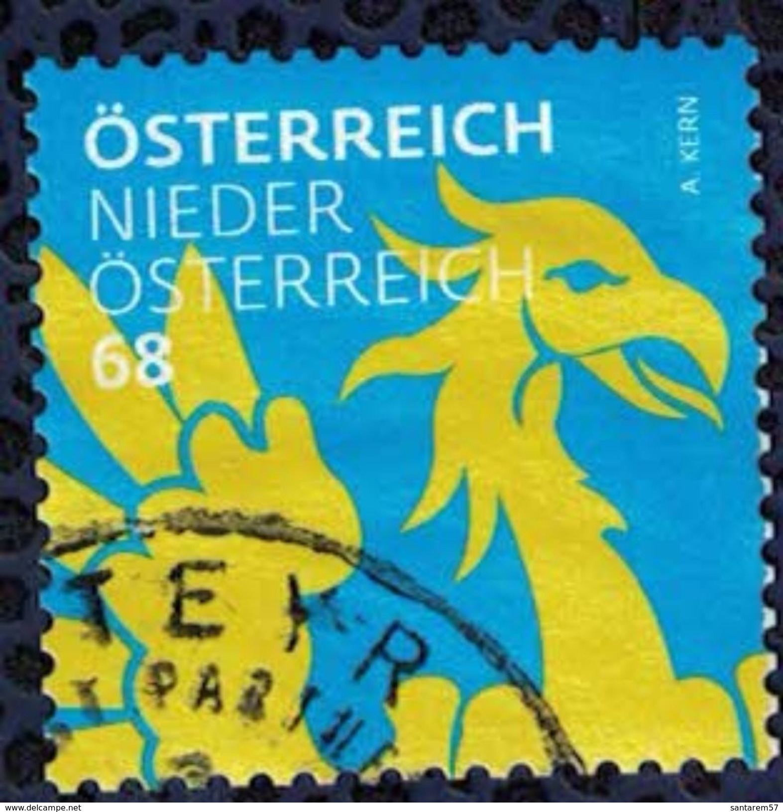 Autriche 2017 Oblitéré Used Coat Of Armes Blason Basse Autriche Dragon Jaune - Gebraucht