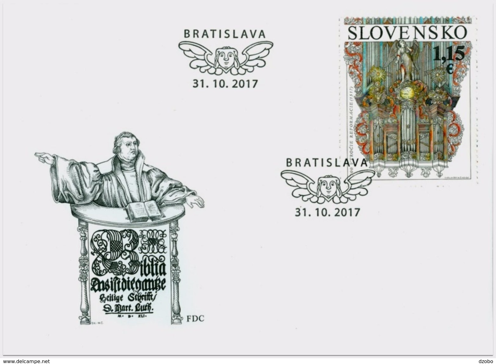 184-SLOVAKIA-FDC Small The 500th Anniv. Of The Reformation 1517 Martin LUTHER Evangelicals & Protestants 3.100 Pcs 2017 - FDC
