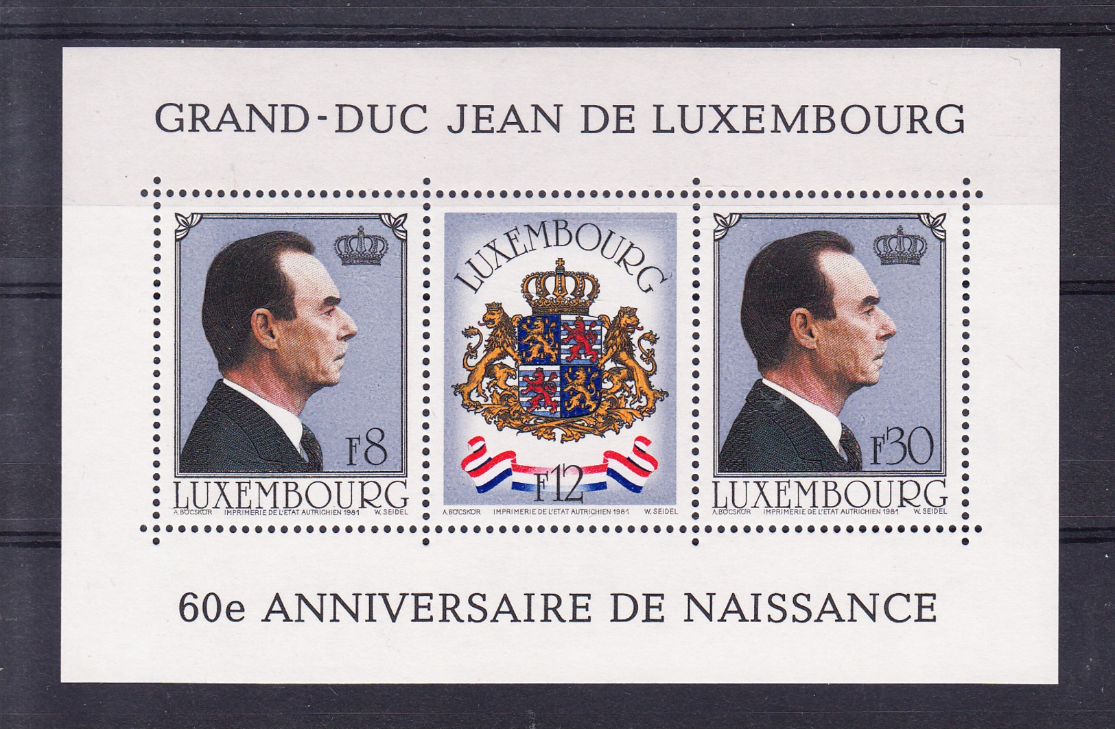 LUXEMBURGO 1981. 60º ANIVERSARIO DEL GRAN DUQUE JEAN  HOJA BLOQUE  Nº 13   NUEVAS SIN CHARNELA.   CECI 2 Nº 127 - Nuevos