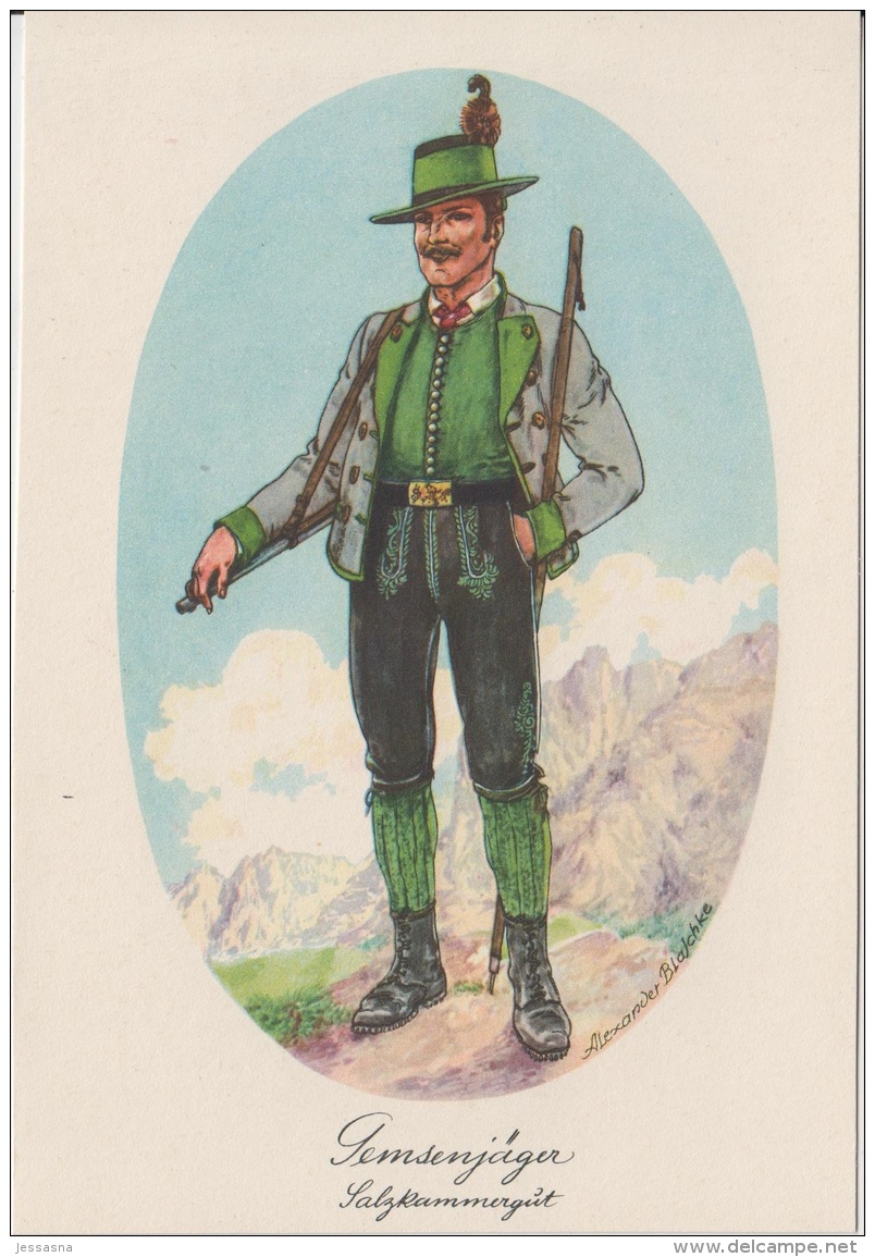 AK - Alexander Blaschkae Karte -  Salzkammergut Gamsjäger Tracht - 1930 - Costumes