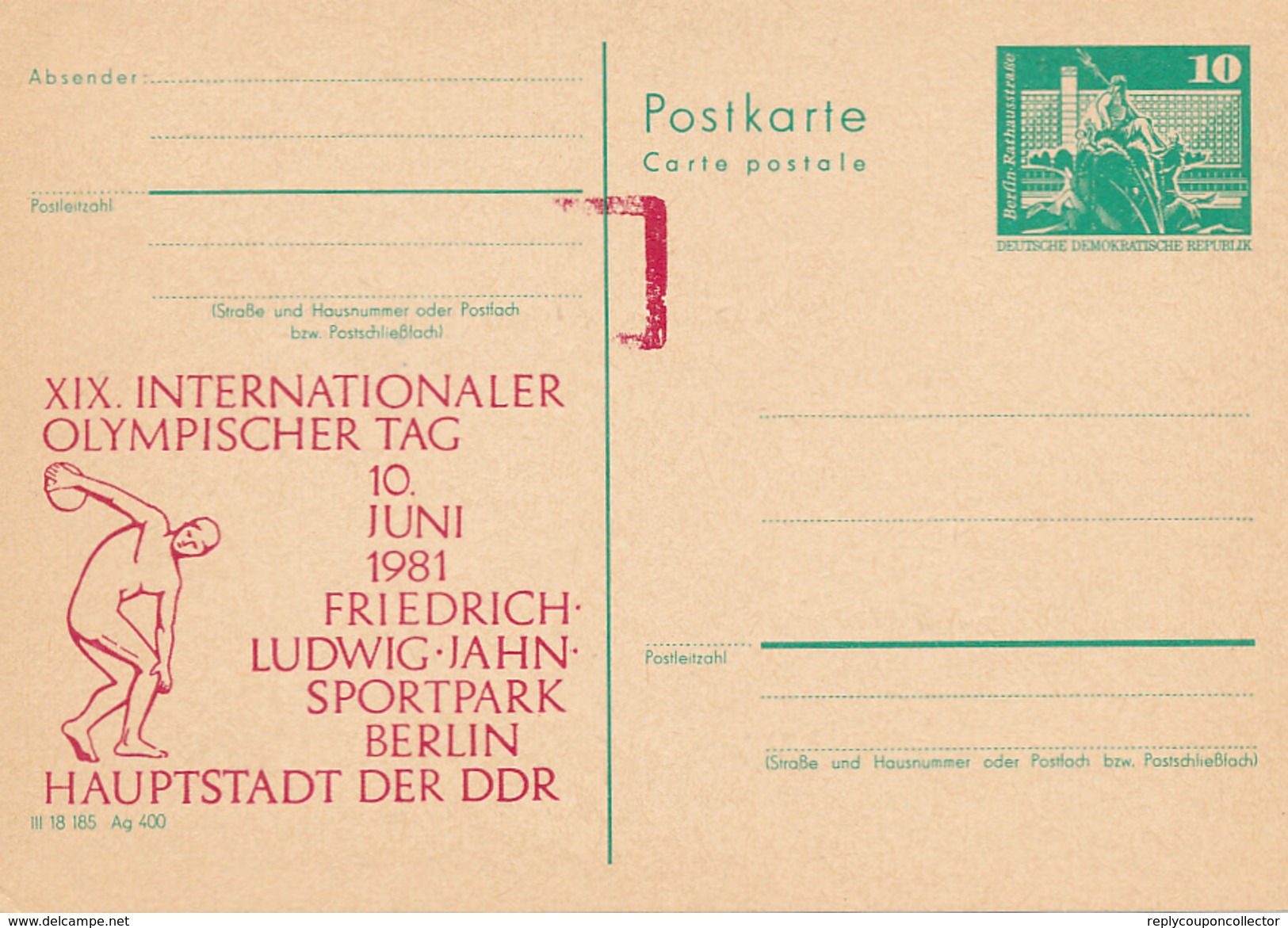 BERLIN - 1978 , Internationaler Olympischer Tag - Privatpostkarten - Gebraucht