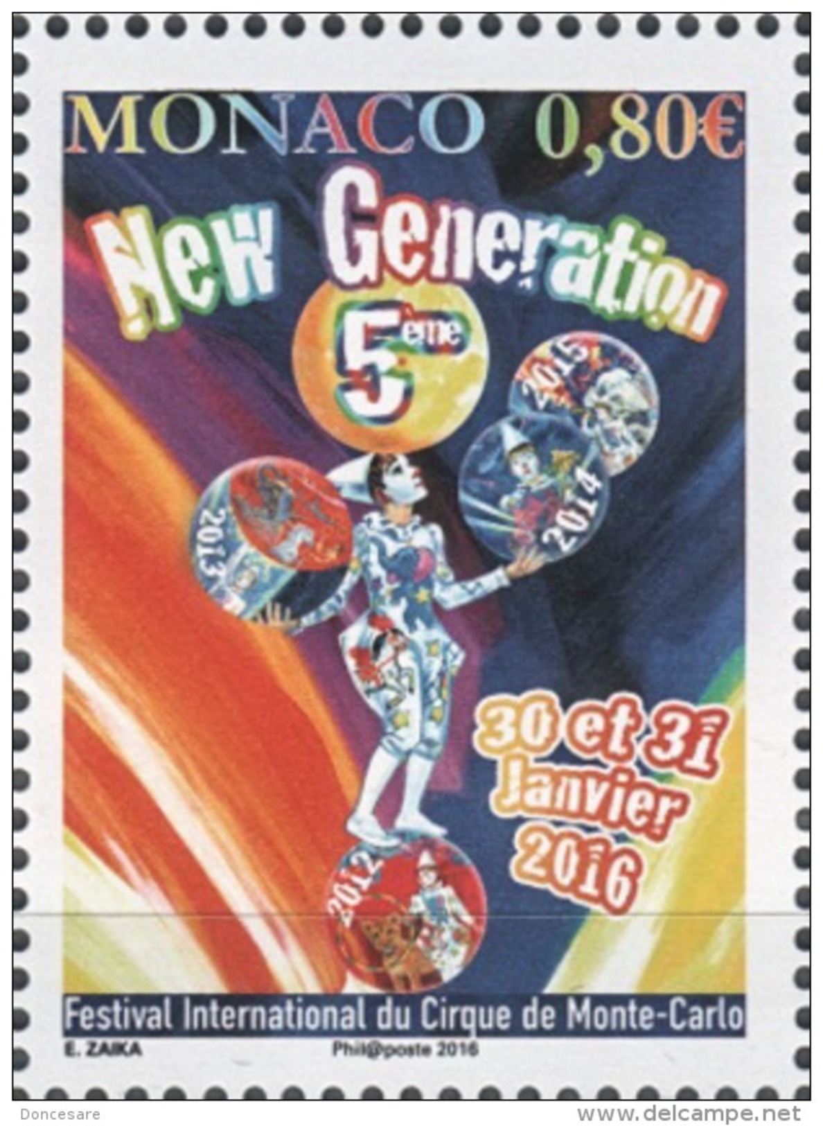 MONACO 2016 / / Y.T. N° 3010 - 5e FESTIVAL CIRQUE NEW GENERATION - NEUF ** - Unused Stamps