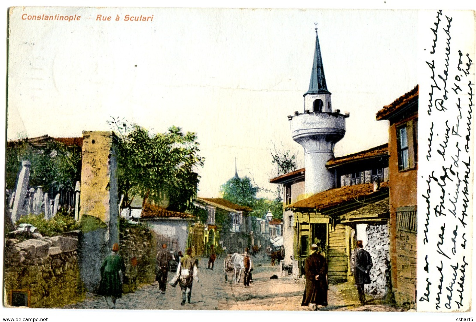 Constantinople Rue à SCUTARI An Animée Street Life Couleurs 1908 - Turkije