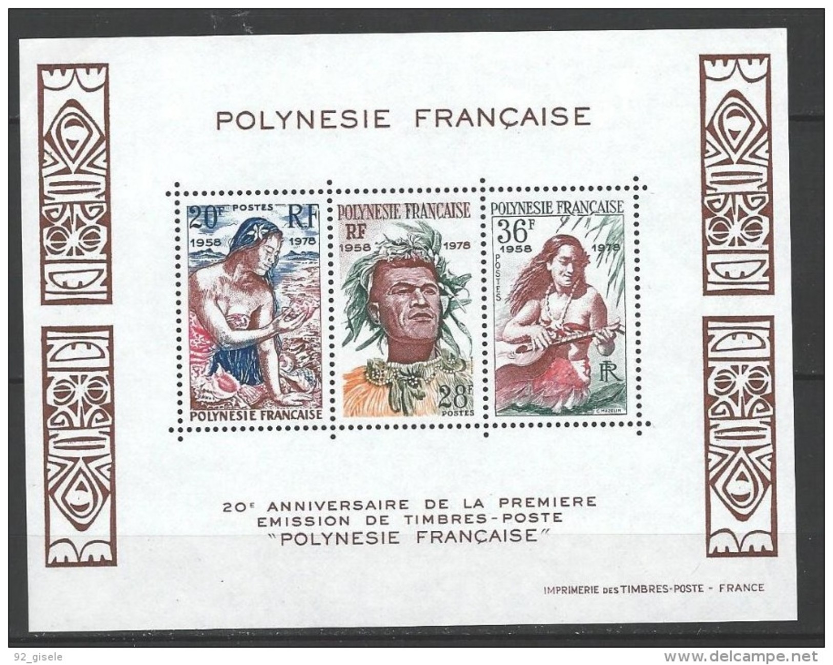 Polynésie Bloc Yt 4 " 1ere émission De Timbres-poste En Polynésie " 1978 Neuf** - Blocs-feuillets