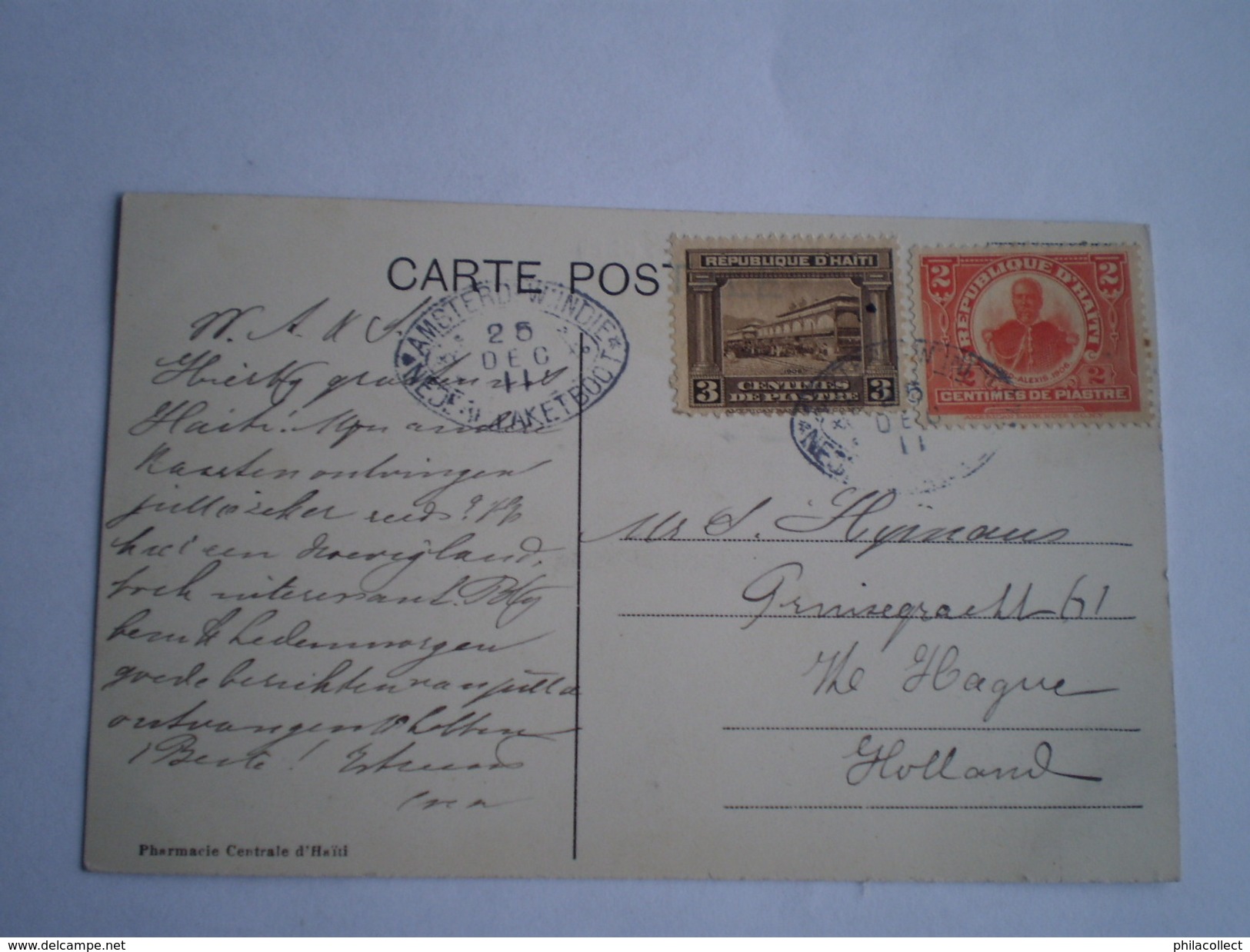 Haïti // Port Au Price // Vue Des Deux Cathedrales (animee) Nice Stamps And Amsterd.WIndie Pakketboot Stempel! 1911 - Haïti