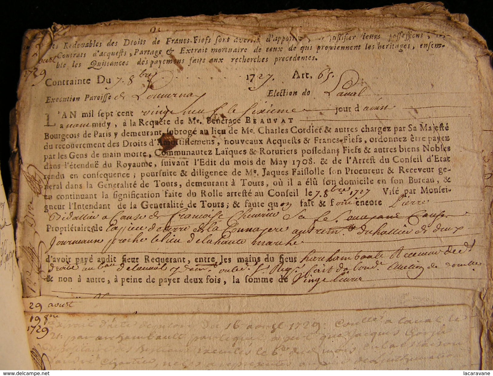 acte actes notariés manuscrit 1662 XVIIeme 43 pages louverné,la trouffiere,la marche, mayenne laval 53   N°7