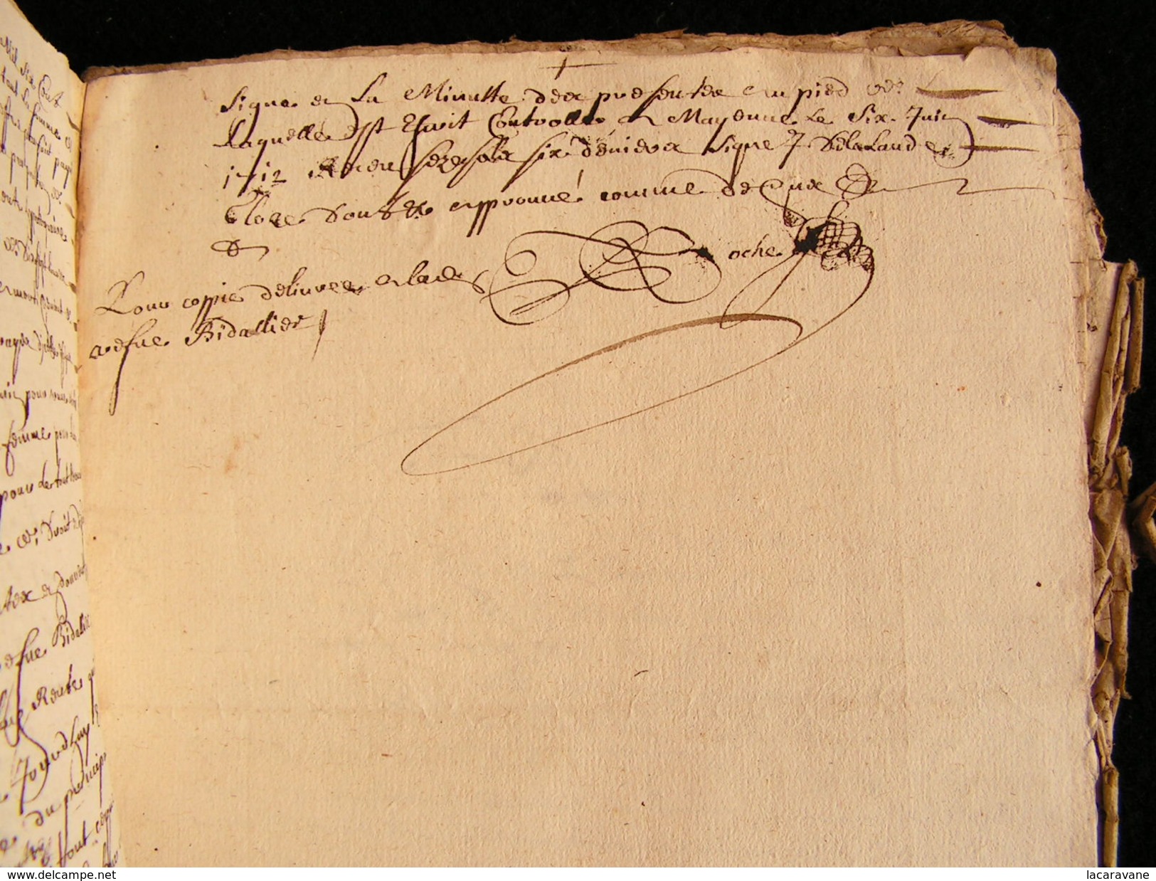 acte actes notariés manuscrit 1662 XVIIeme 43 pages louverné,la trouffiere,la marche, mayenne laval 53   N°7