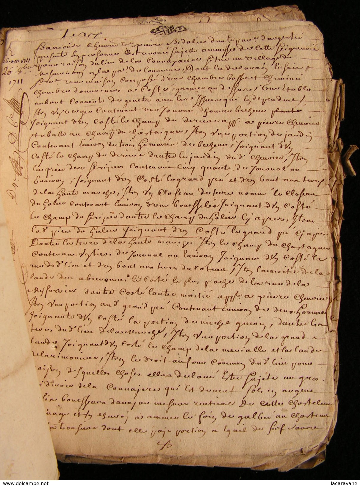 acte actes notariés manuscrit 1662 XVIIeme 43 pages louverné,la trouffiere,la marche, mayenne laval 53   N°7