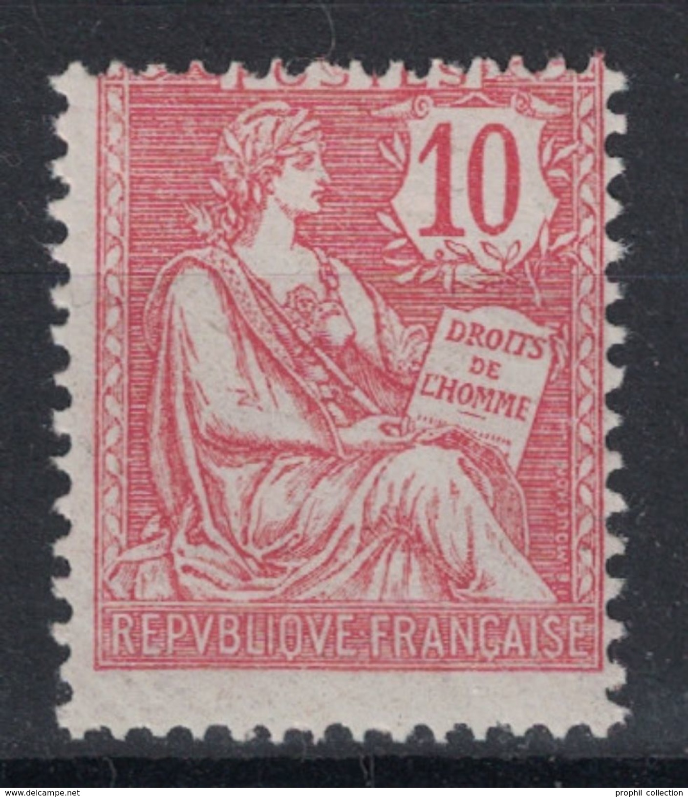 JOLI MOUCHON RETOUCHÉ N° 124 NEUF ** MNH (SANS Charnière) 10C ROSE GOMME D'ORIGINE - 1900-02 Mouchon